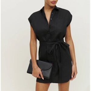 Reformation Aero Linen Dress XS Black